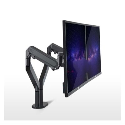 ADBWEKKF OZ-2 10-32" Air Press Gas Strut Tilt LCD Desktop Mount Swivel 2-8KG Double Monitor Table Stand with Clamp Grommet Base(Black)