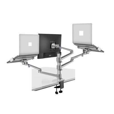 ADBWEKKF OL-30L 3 for 10"-17" Laptop Notebook + 10"-32" Monitor PC Computer Desktop Bracket 0-87mm Thick Desk 0-8kg(OL-30T Silver)