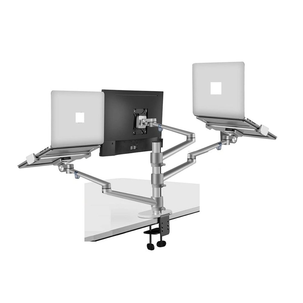 ADBWEKKF OL-30L 3 for 10"-17" Laptop Notebook + 10"-32" Monitor PC Computer Desktop Bracket 0-87mm Thick Desk 0-8kg(OL-30T Silver)