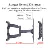 ADBWEKKF 22-55inch 3 Arms Retractable Full Motion LCD TV Wall Mounted Bracket 600mm 780mm Ultra Slim with Cable Cover MAX VESA 400x400mm(750mm) view 3