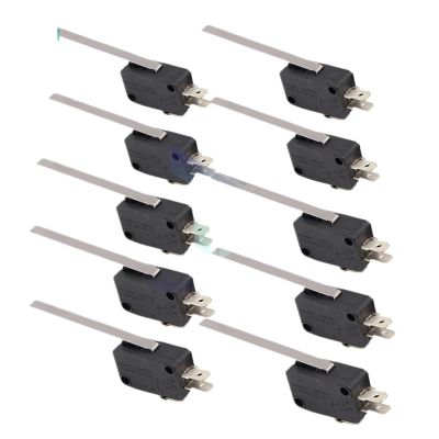 10Pcs Waterproof 250V 16A KW7-9 Small Micro Switch Stroke Two feet with Metal Long Rod Limit Micro Switch