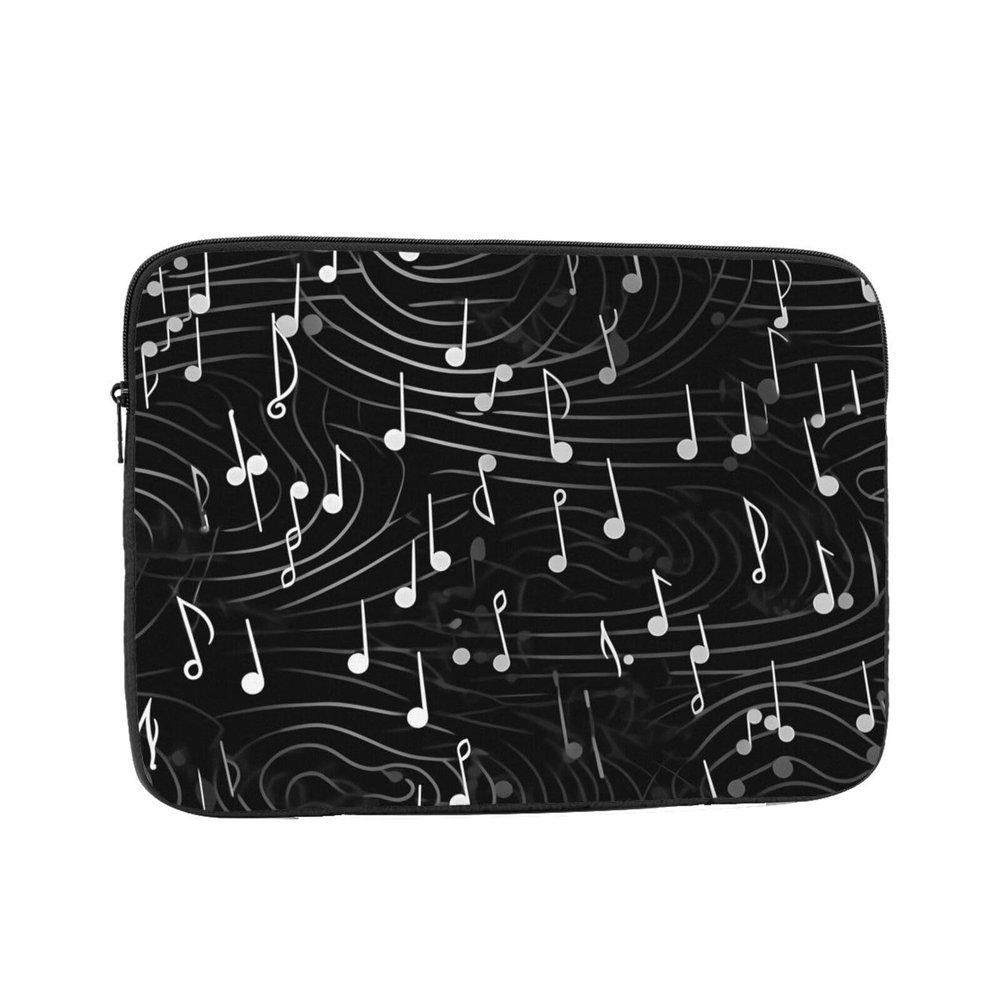 WZYWHJ Black Music Notes Prints Shockproof Portable Laptop Sleeve Case 17 inch for Men and Women Business Travel, School, Office Daily Use
