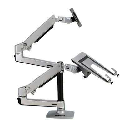 ADBWEKKF Desktop Full Motion 17-32inch Monitor Holder Mount +10-17inch Laptop Support Mechanical Spring Dual Arm Max.Loading 10kgs Each(Black 45cm Pole)