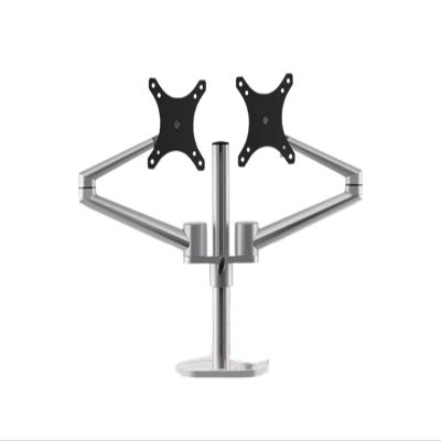 ADBWEKKF OL-2 10-32" Aluminum Double Arm Dual Monitor Desktop Stand Screen Table Holder Computer Mount 360 Rotate Clamp Grommet Base(Silver)