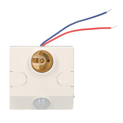 PIR Motion Sensor Lampholder E27 Live Line Zero Line Wired Motion Activated LED Bulb Lamp Base Adjustable Brightness Delay Time Body Induction Detector Indoor AC 110245V White