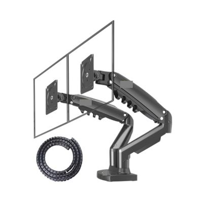 ADBWEKKF F160 Support USB3.0 27" 2-9KG Double Monitor Stand for No Hole Air Press Gas Strut Tv Mount Dual Sreen 360 Rotate Desktop(with Cable Cover)