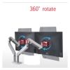 ADBWEKKF OZ-2 10-32" Air Press Gas Strut Tilt LCD Desktop Mount Swivel 2-8KG Double Monitor Table Stand with Clamp Grommet Base(Silver) view 2