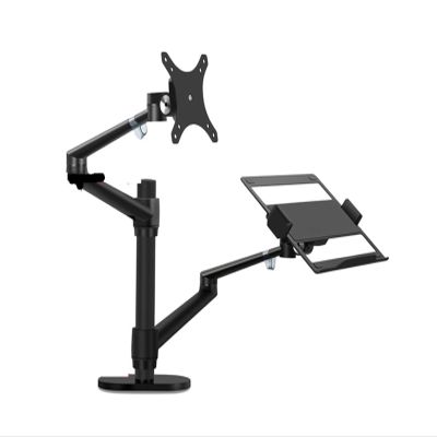 ADBWEKKF OL-3L Aluminum Height Adjustable Desktop Dual Arm 17-32 Inch Monitor Holder+12-17 Inch Laptop Holder Stand Full Motion Mount Arm(OL-3L-B)