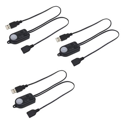 Yequandec 3Pcs USB-Type Motion Sensor Component Extension Cord 3 Modes Adjustable Brightness, Time, Sensitivity Auto On/Off Lighting Fan for Hallway Pet Room Black