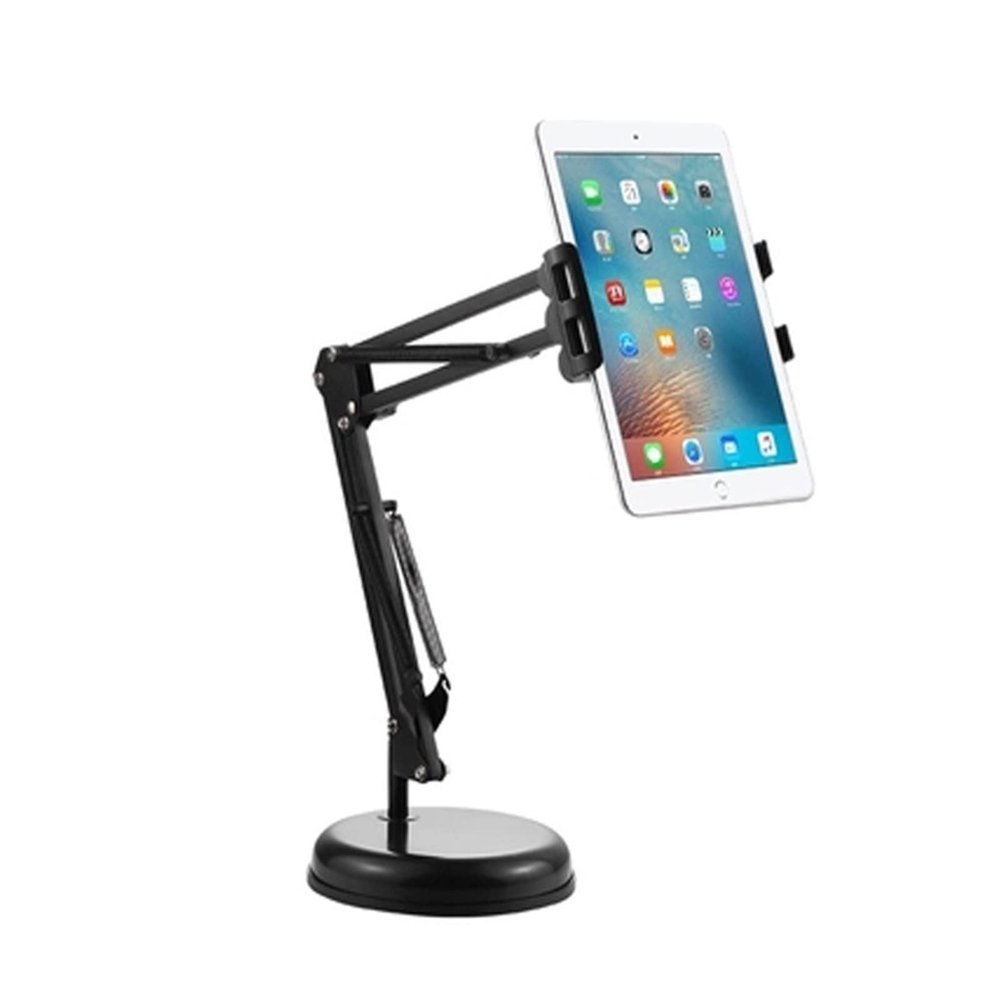 360 Rotate with Spring 3.5"-10.6" Tablet Desktop Mount Phone Clamp Holder Round Base Bracket Clamp Mount