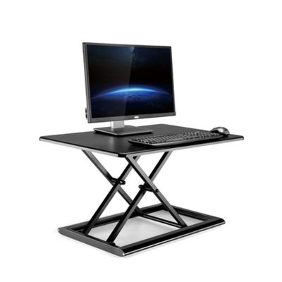 ADBWEKKF ID-30 Height Adjust Computer Sit Stand Workstation Laptop Desk Gas Spring AluminumX Shape(Black)