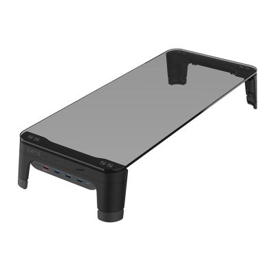 ADBWEKKF Desktop Notebook Laptop Monitor Stand Space Bar Non-Slip Desk Riser with 4ports USB Hub Data Transmission and Fast Charger 600L(EU Plug-USB3.0-Black)