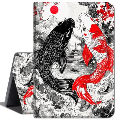 Case for 6.8 Kindle Paperwhite 11th Generation & Signature Edition(2021 Released),Soft Shockproof TPU Silicone Protective Back Case for Kindle Paperwhite 2021 E-Reader,Black Red Carp