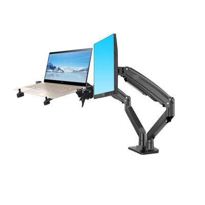 ADBWEKKF F195A-DA 3-12kg Aluminum 22-32" Computer Screen Stand Gas Spring Arm Full Motion + Laptop Mount(10.1-17.3 inch)
