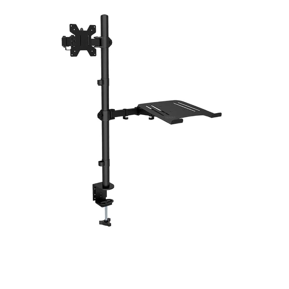 LCD Monitor Desk Mount Stand with Extra Laptop Tray for Laptop Notebook Up to 17" and Screen Up to 32" Height 800mm