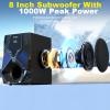 Bobtot Home Theater System, 1000 Watts Peak Power Surround Sound Systems 5 Wired Satellite Audio Speakers 8" Subwoofer 5.1/2.1 Channel Deep Bass with ARC Optical Bluetooth AUX Input view 4