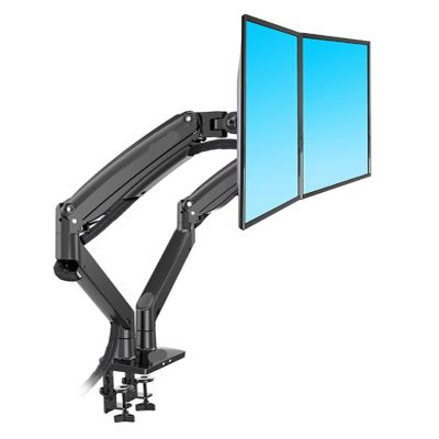IMMDJUQI F195A Aluminum Alloy 22-32 Inch Dual LCD LED Monitor Stand Gas Spring Arm Full Motion Monitor Stand with 2 U Ports(Black)