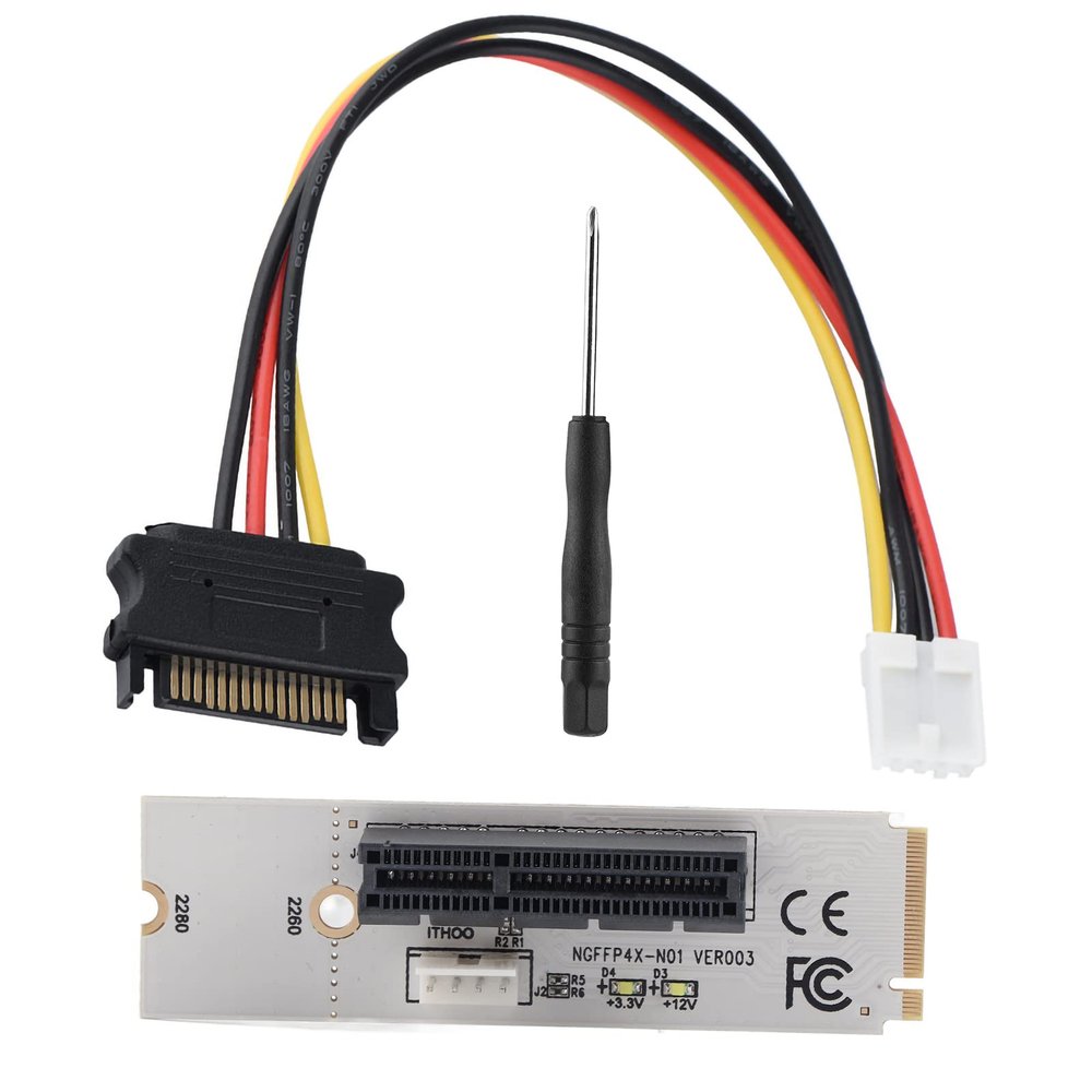 Acouto NGFF M2 Key M M to PCIe 4X Fem Riser A Card 2260 2280 SSD Desktop Laptop Port OS Plug Play (#1)