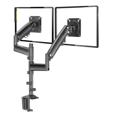 ROREAJVH H180 22" - 32" Gas Spring Dual Monitor Desk Stand Arm Full Motion LCD TV Stand 2-12kg Long Arm Clamp Grommet(2020 x-axis-s)