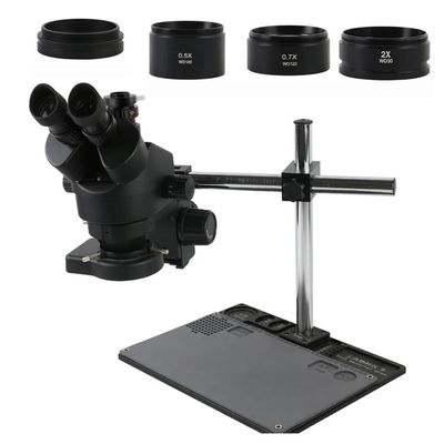 Lab Microscope Accessories 7-45X 3.5X-90X Trinocular Stereo Zoom Microscope Phone Soldering Repair Platform Stand with 0.5X 1.0X 0.7X 2.0X Objective Lens(1.0X 0.5X 0.7X 2.0X)
