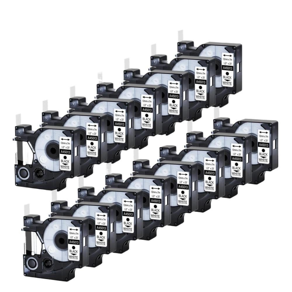 15PK Label Tape Compatible with D1 Compatible with Use with Label Makers LM160 LM280 and Models 45013 40913 43613 45018 45016 53713 45010(Red on Clear)
