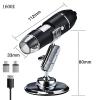 JOEBO Microscope Kit 1600X USB Digital Microscope 8 LEDs Electronic Microscope Zoom Camera Magnifier Microscope Lens Adapters(Black B) view 2