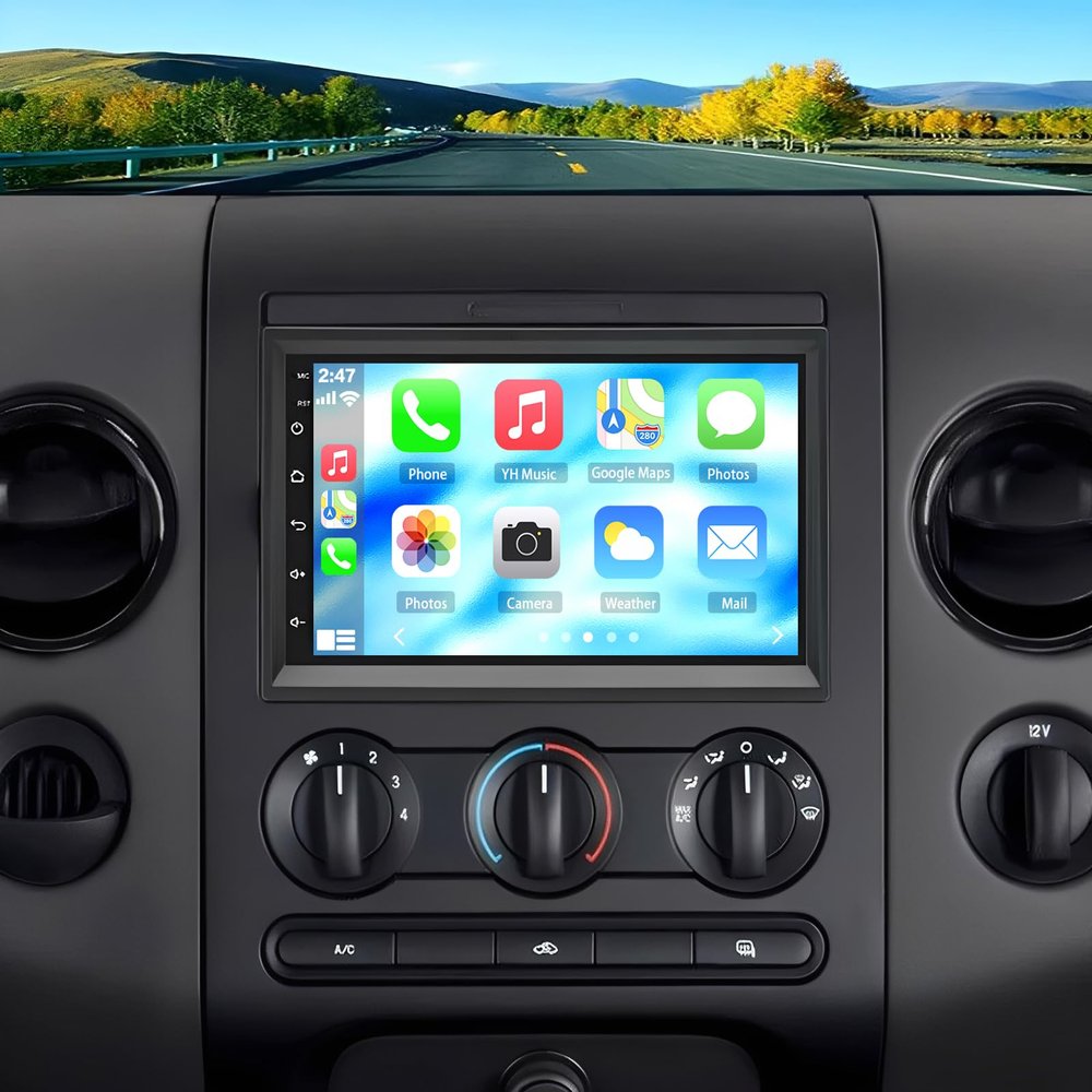10.1 Touch Screen Radio for Ford F150/F250/F350 2004-2014 with Wireless Apple Carplay Android Auto, Upgrade Stereo for Ford F150 Head Unit Bluetooth, EQ, FM, GPS, WiFi, SWC, Backup Cam 2+32G