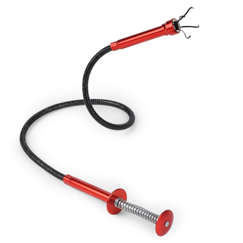 24" Magnetic Pickup Tool with 4-Claw Grabber, Flexible Retrieval Tool, Bendable Hose Reacher Pickup Sweeper, Flexible Long Handy Reaching Assist Tool for Litter Pick Home Sink Drain Grabber