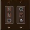 RiteAV 2 Port HDMI 1 Coax CAT6 3.5mm Toslink Jack Wall Plate - 2 Gang [Brown/Brown] view 1