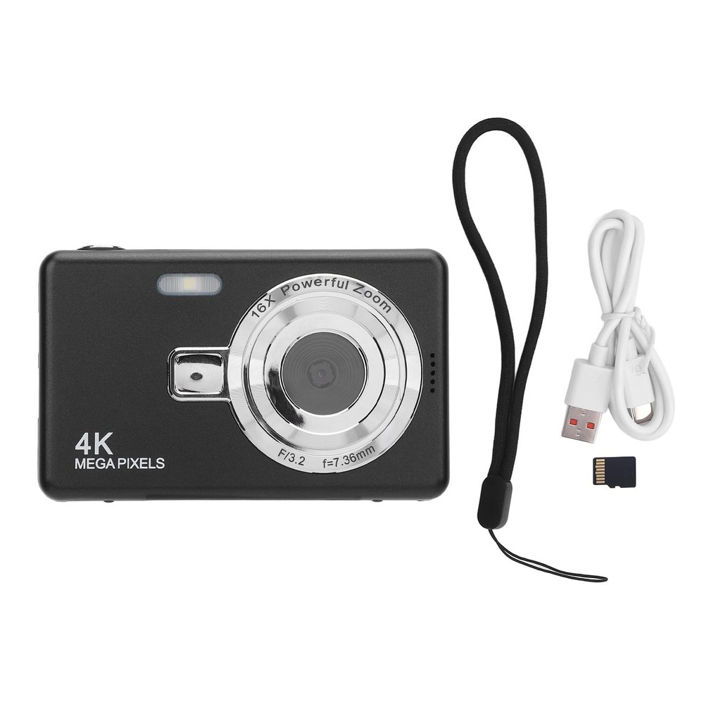 2.4inch Digital Camera for Beginners, 50MP High Resolution Photos and 4K Video Recording, 16X Digital Zoom, Anti Shake Stabilization, Built in Fill Light, USB C Charging, Ideal (32GB)