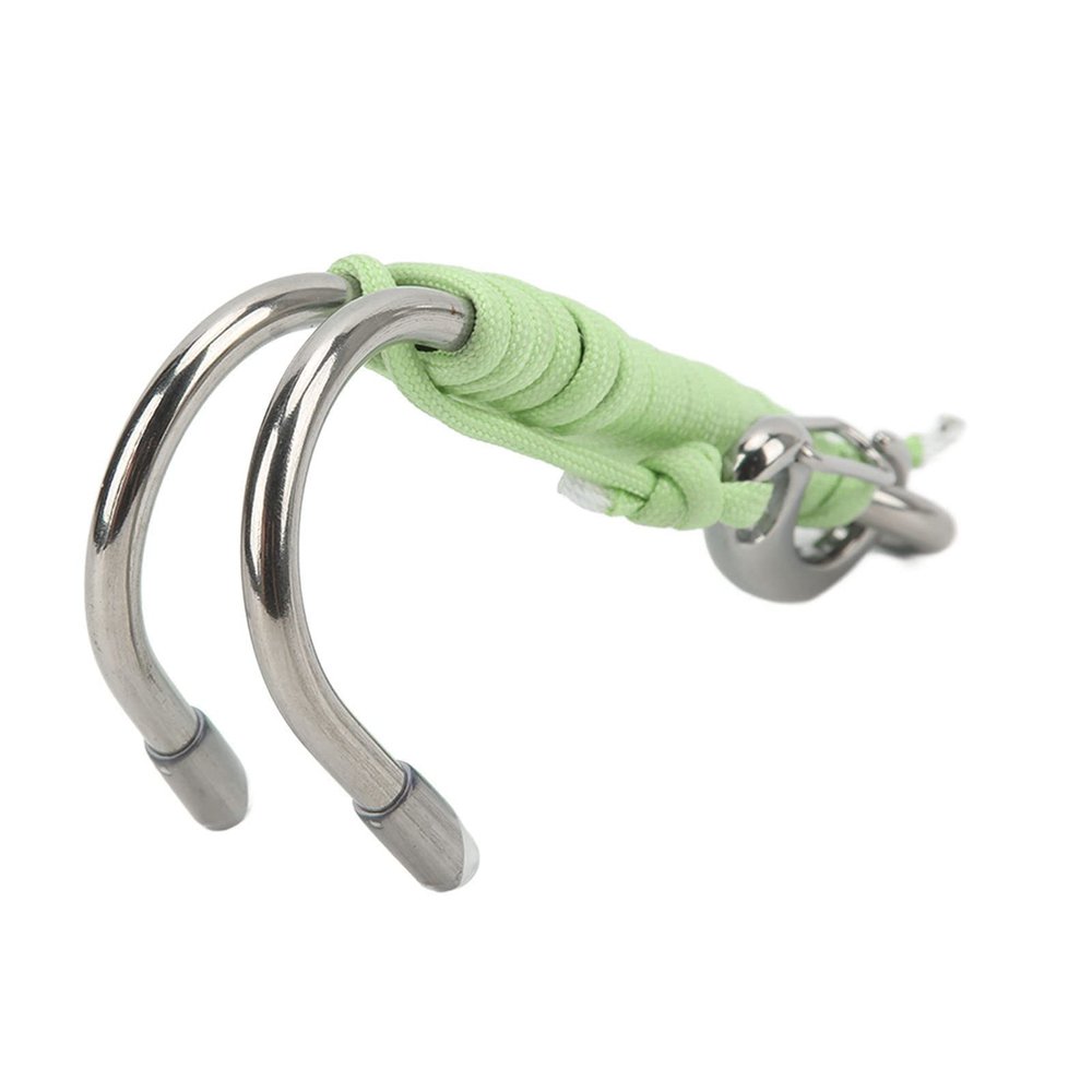 Drfeify Double Crochet with Stainless Steel Drift for a Stable Underwater Position, Suitable for Night Divers, 316 in Stainless Steel + Brin 7 Cord (Luminous Light Green)