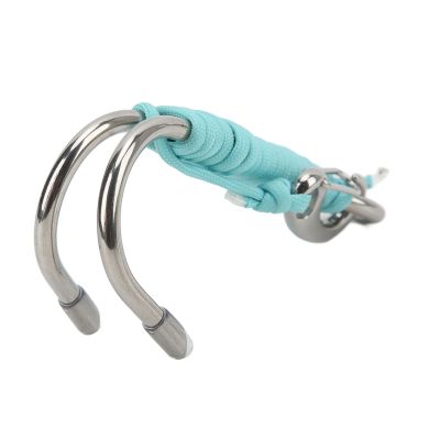 Drfeify Double Crochet with Stainless Steel Drift for a Stable Underwater Position, Suitable for Night Divers, 316 in Stainless Steel + Brin 7 Cord (Luminous Sky Blue)