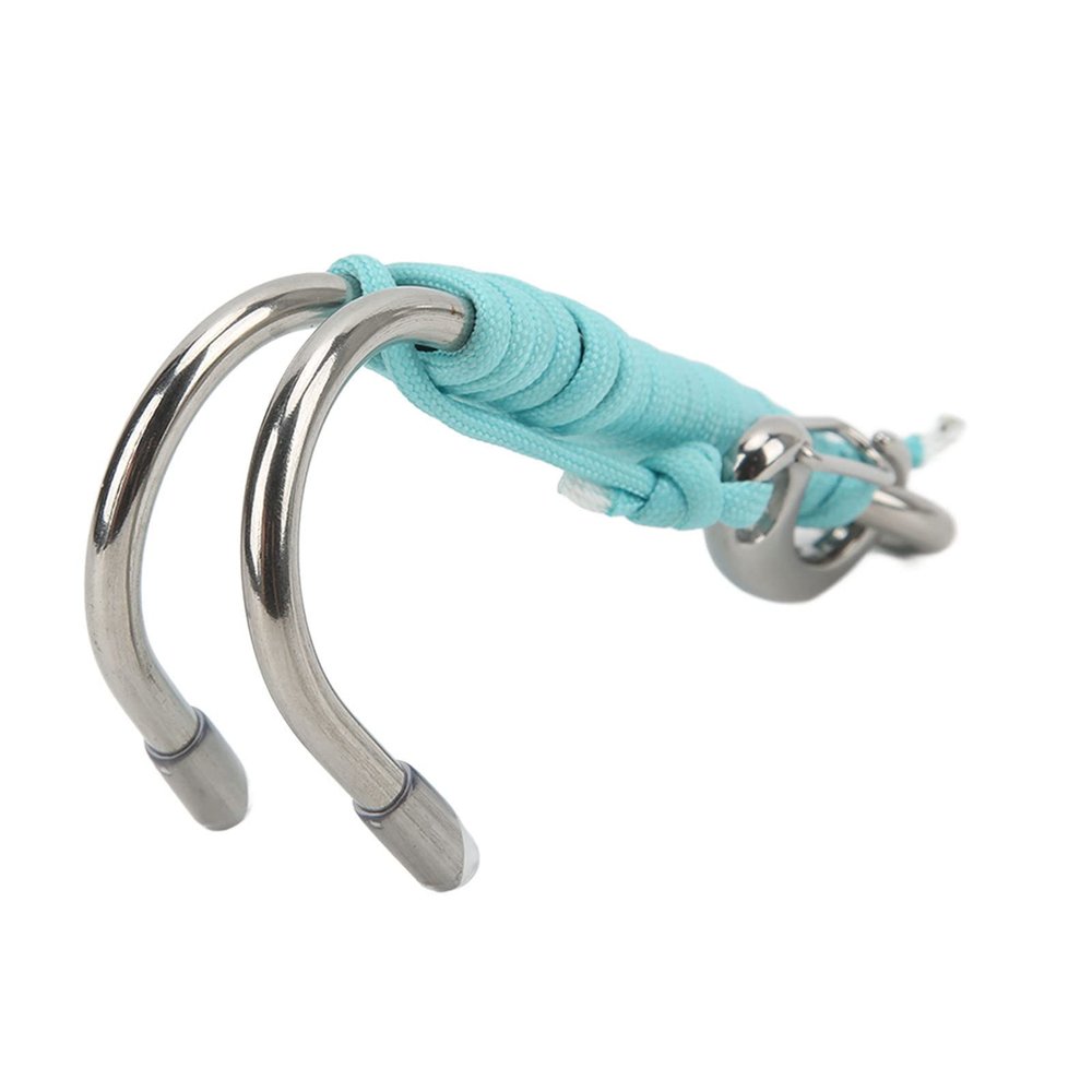 Drfeify Double Crochet with Stainless Steel Drift for a Stable Underwater Position, Suitable for Night Divers, 316 in Stainless Steel + Brin 7 Cord (Luminous Sky Blue)