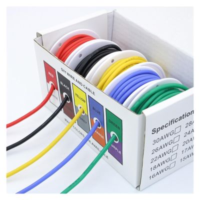 HAZEK 5-Color Silicone Wire Kit (16-30AWG) for DIY Electronics Catholic(Rojo,24AWG 5x5M)