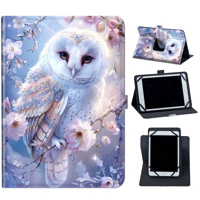 for Lenovo Tab M9 Case 9 Inch 2023 / Tablet Nook 9" (2024),360 Degree Rotating Case Protective Cover with Kickstand and with Magnetic Closure,White Owl