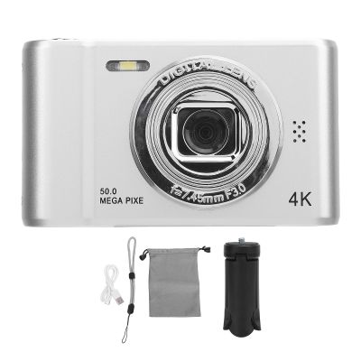 2.4 Inch 50MP Digital Camera with 8X Zoom and 4K Video Recording, IPS Color Screen, Compact and Portable for Home, School and Travel (64GB)