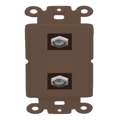 RiteAV - 2 Port Coax Cable TV- F-Type Wall Plate - Rocker [Brown/Brown]