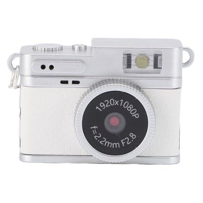 GOWENIC Vintage Camera with Keychain, Video Camera Compact 1080P FHD 2MP Photos Portable Cam with LED Fill Light, for Daily Photo Taking (White)