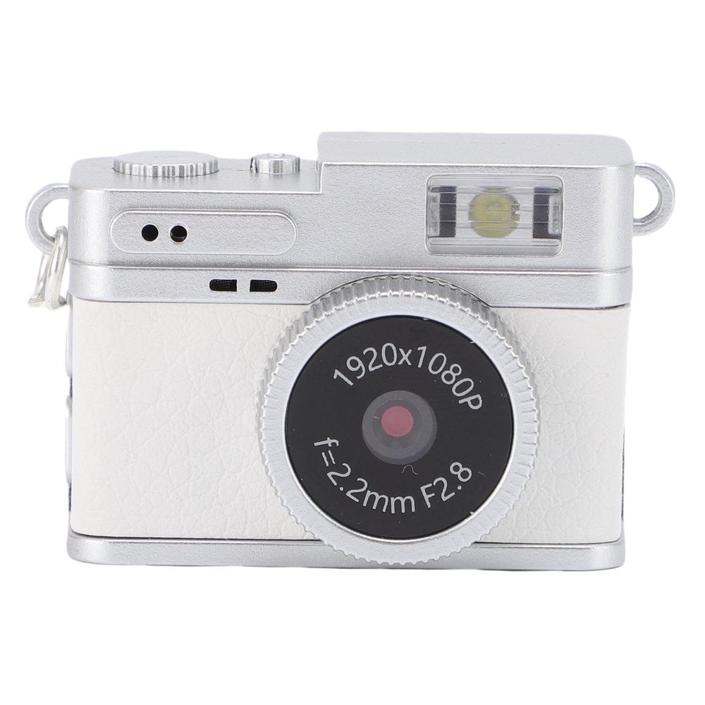 GOWENIC Vintage Camera with Keychain, Video Camera Compact 1080P FHD 2MP Photos Portable Cam with LED Fill Light, for Daily Photo Taking (White)