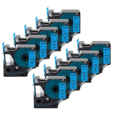 10PK D1 45803 19mm Label Tape Cartridge Compatible with LabelManager 420P and LabelPoint 350 Label Printers(Black on Blue)