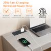 2 Pack Recessed Power Strips USB, 20W Fast Charging Furniture Outlets - 2 AC & 3 USB (2 USB-C + 1 USB-A) for Desk, Bedside, Drawer - Space-Saving, 6FT Cord, Black view 2