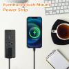 2 Pack Recessed Power Strips USB, 20W Fast Charging Furniture Outlets - 2 AC & 3 USB (2 USB-C + 1 USB-A) for Desk, Bedside, Drawer - Space-Saving, 6FT Cord, Black view 3