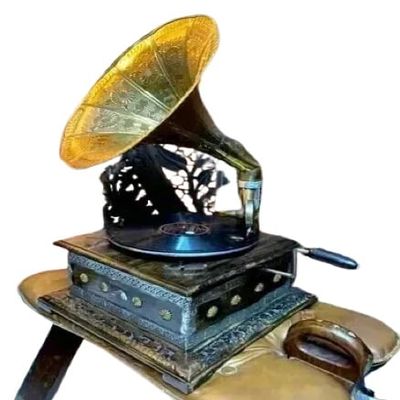 Blackperlcrafts by Vintage HMV Gramophone Fully Functional Working Phonograph Win-up Vinayl Record Player Gramophone Gift