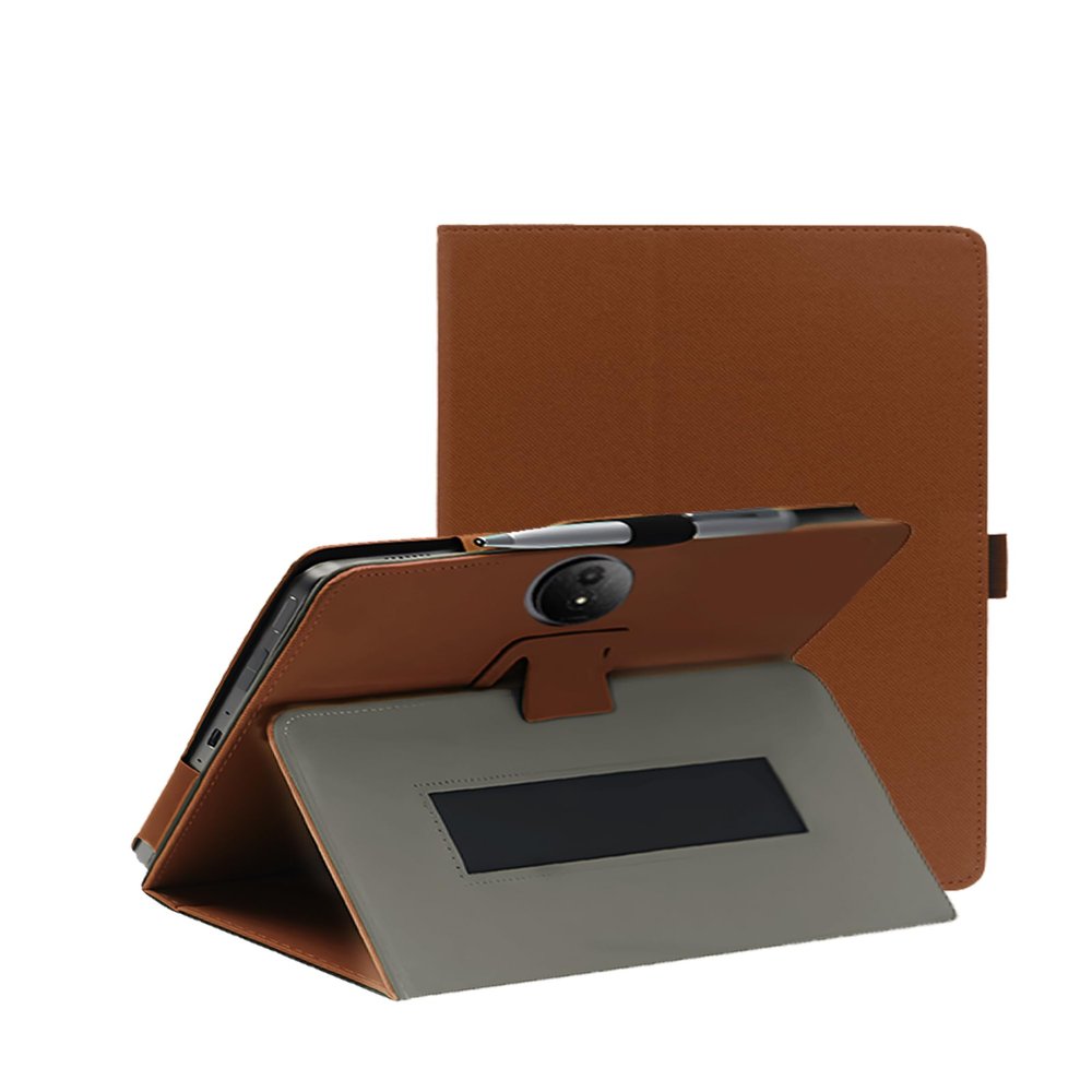11.5" Case for TCL NXTPAPER 11 Plus Android Tablet (Model 9469X), PU Leather Folding Cover with Pen Holder and Wrist Strap, Business Travel Portable (Brown)
