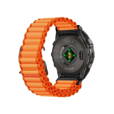 22mm 26mm Quick Fit Strap for Garmin Fenix 8 7X 7 Pro 6X 6 5X 5Plus Tactix7 Forerunner 965 955 Enduro 2 Loop Nylon Band(Orange,26MM)