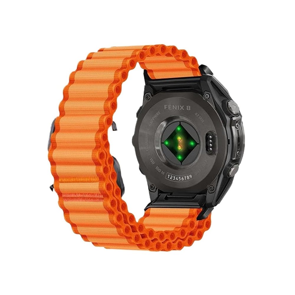22mm 26mm Quick Fit Strap for Garmin Fenix 8 7X 7 Pro 6X 6 5X 5Plus Tactix7 Forerunner 965 955 Enduro 2 Loop Nylon Band(Orange,26MM)