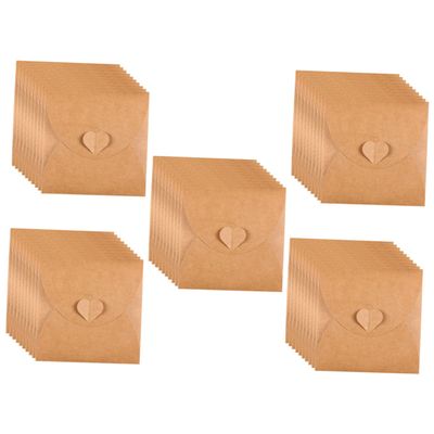 DOITOOL 50Pcs Vintage Kraft Paper Envelopes for CD DVD Storage with Heart Button Blank Design for Party Favors and Instant Photos and Lightweight
