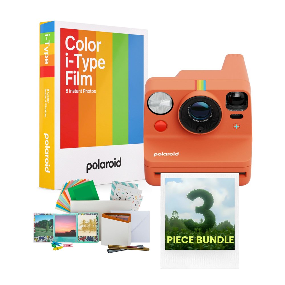 Polaroid Now Plus Generation 3 Coral Instant Camera Bundle with Color Film and Film Kit (3 items)