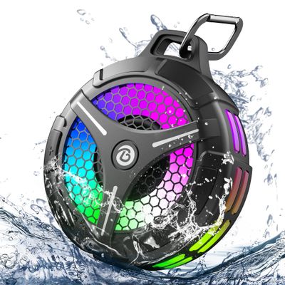 bondidea Bluetooth Shower Speaker, Suction Cup, Small Portable Wireless IPX7 Waterproof Outdoor Speakers, 15W Loud Stereo Sound Deep Bass, TWS Pairs, 6 Mode RGB Lights, All Ages Gift for Christmas