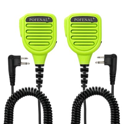 POFENAL Waterproof 2 Pin Mic for Motorola Radios R2 BPR40D BPR40 CP100D CP200D CP200 CP185 CLS1410 CLS1110 DLR1060 RDU4100 RDU4160D RMU2040 RMU2080D CLS DTR RDU RMU 2 Pairs Green